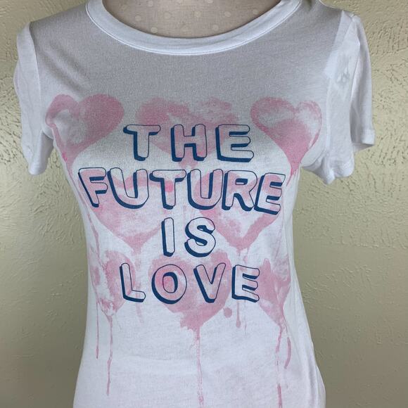 CHASER The Future Is Love Graphic Tee Size S White Crew Neck T-Shirt - Picture 3 of 10